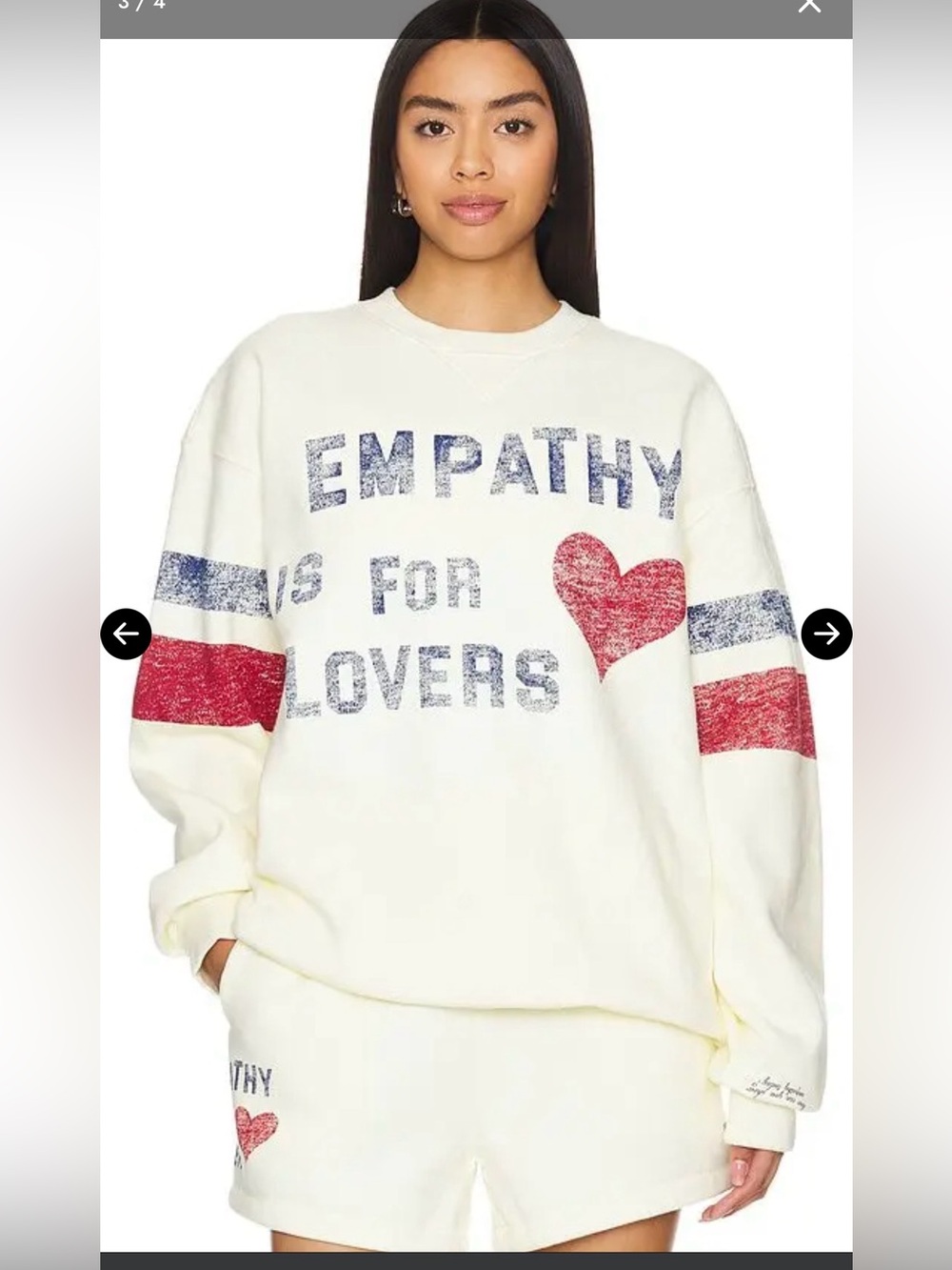 The Mayfair Group Cream 'Empathy' Heart Sweatshirt & Shorts Set NWOT